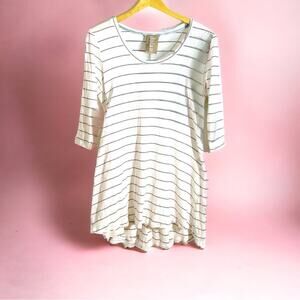 Dolan Left Coast White & Black Stripe Tunic Top, Size Small